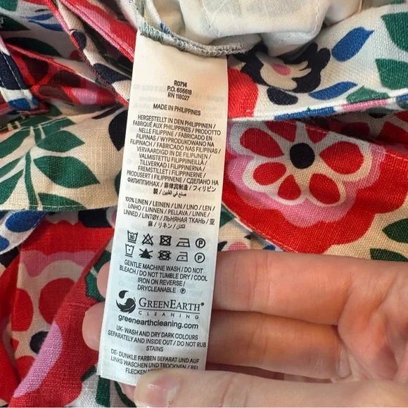 Boden Belted Linen Pant Multi Foliage Womens Size‎ 14